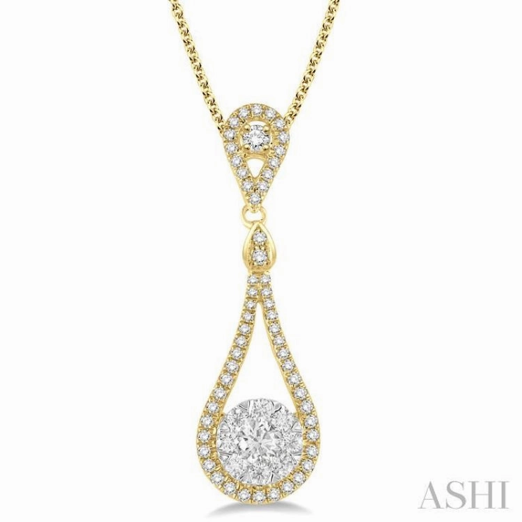 3/4 Ctw Diamond Lovebright Pendant in 14K Yellow and White Gold with Chain
