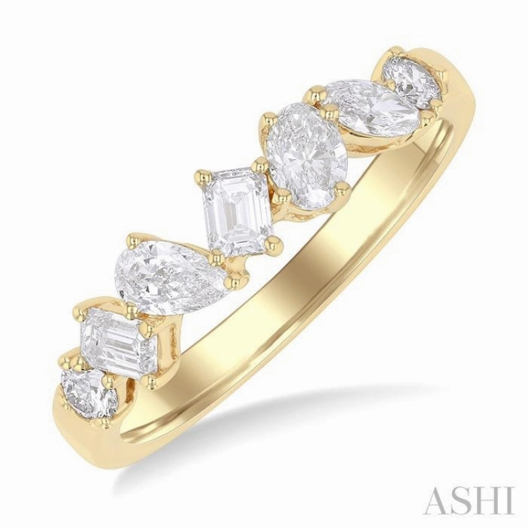 3/4 Ctw Mixed Cut Diamond Fashion Band in 14K Yellow Gold