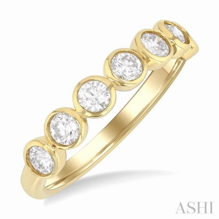 3/4 Ctw Round Bezel Set Round Cut Diamond Band in 14K Yellow Gold