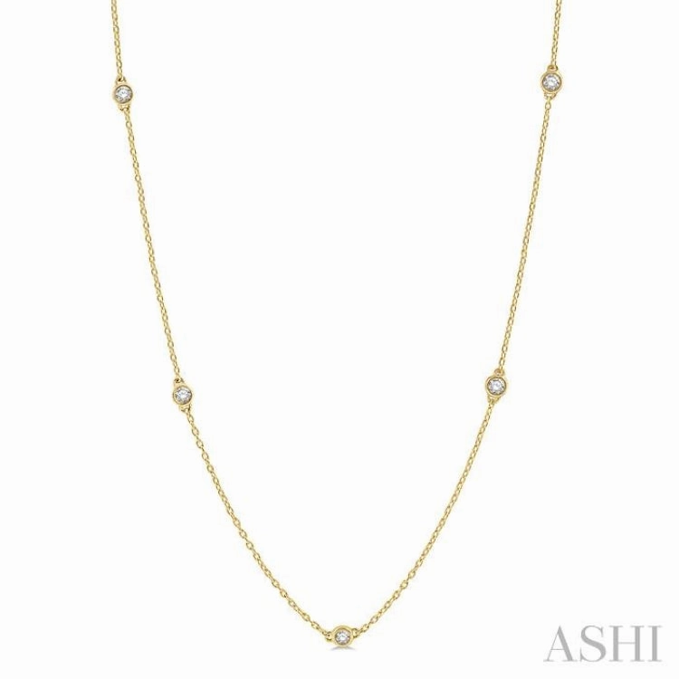 3/4 ctw Round Cut Diamond Fashion Necklace in 14K Yellow Gold