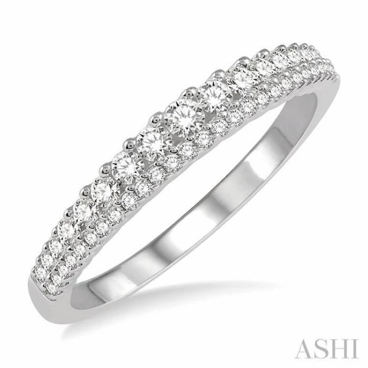 3/8 ctw Double Row Round Cut Diamond Band in 14K White Gold