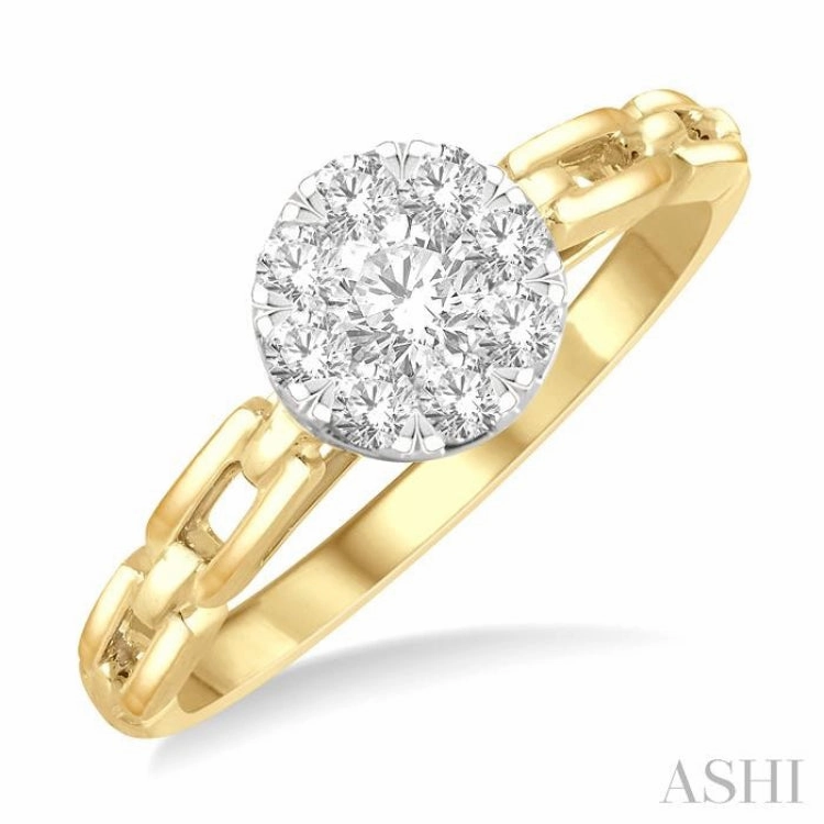 3/8 ctw Lovebright Round Cut Diamond Paperclip Link Engagement Ring in 14K Yellow and White Gold