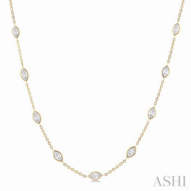 3 ctw Marquise Cut Diamond Fashion Necklace in 14K Yellow Gold