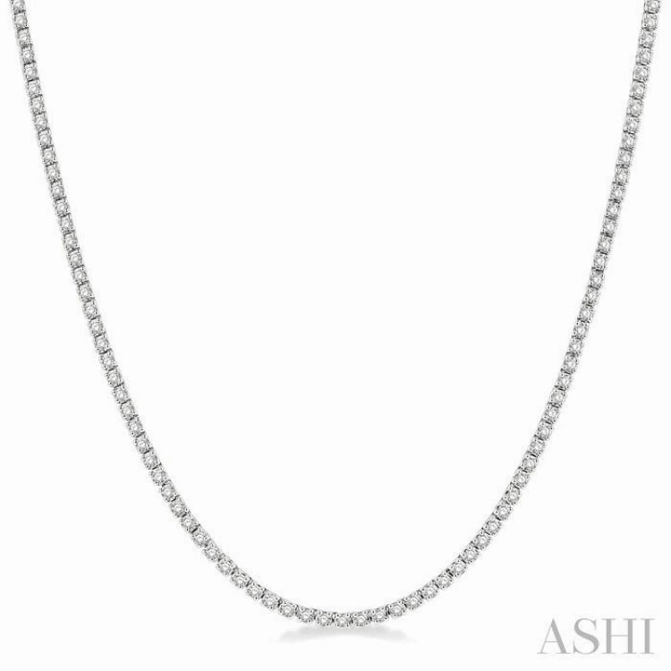 3 Ctw Round Cut Diamond Tennis Necklace in 14K White Gold