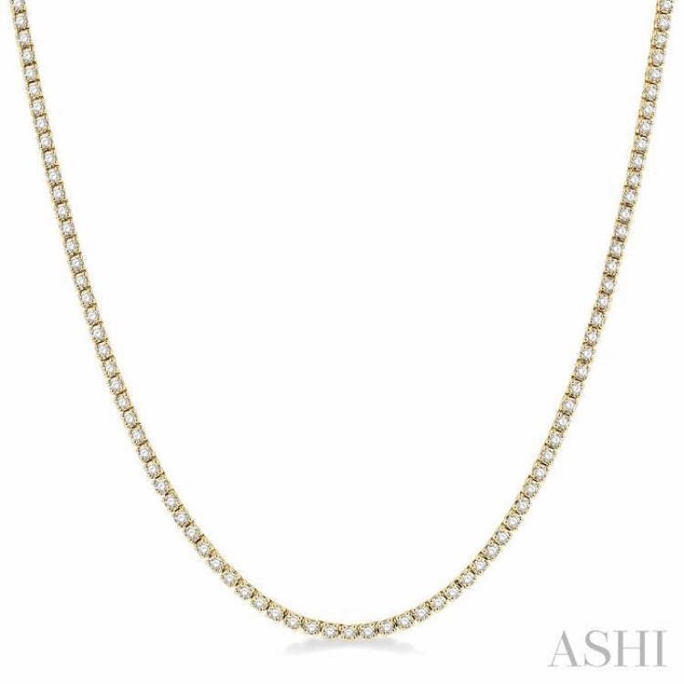 3 Ctw Round Cut Diamond Tennis Necklace in 14K Yellow Gold