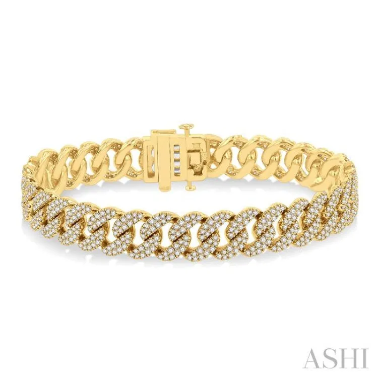 4 ctw Round Cut Diamond Cuban Bracelet in 14K Yellow Gold