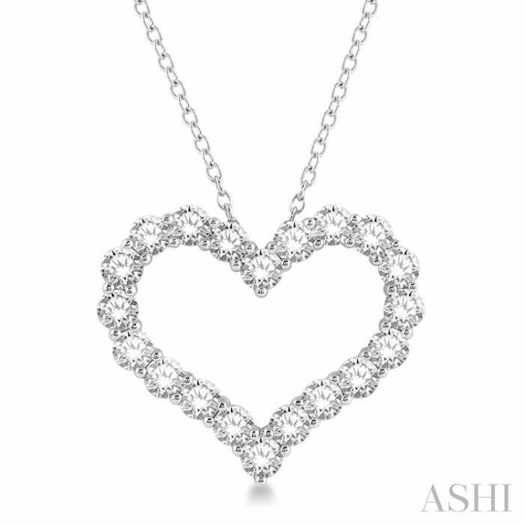 4.00 ctw Heart Shape Round Cut Diamond Pendant With Chain in 14K White Gold
