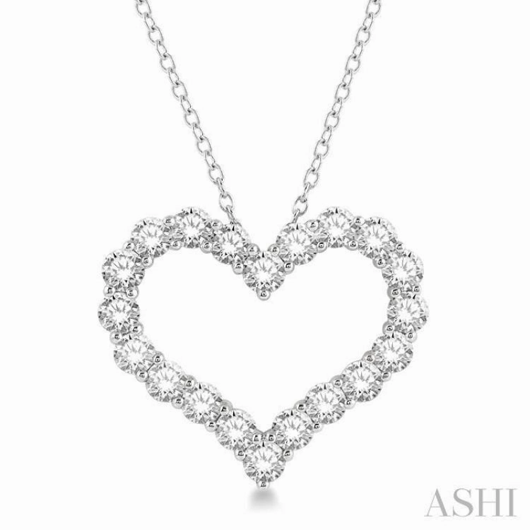 4.00 ctw Heart Shape Round Cut Diamond Pendant With Chain in 14K White Gold