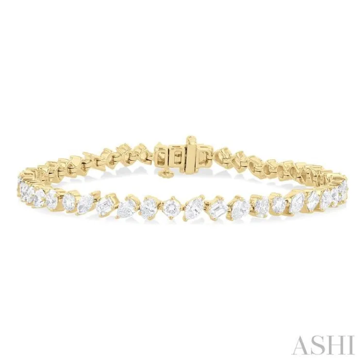 5 3/4 ctw Mixed Shape Cut Diamond Fashion Bracelet in 14K Yellow Gold