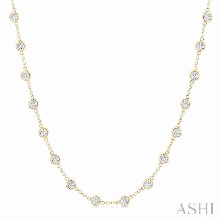 5.00 ctw Bezel Set Round Cut Diamond Station Necklace in 14K Yellow Gold