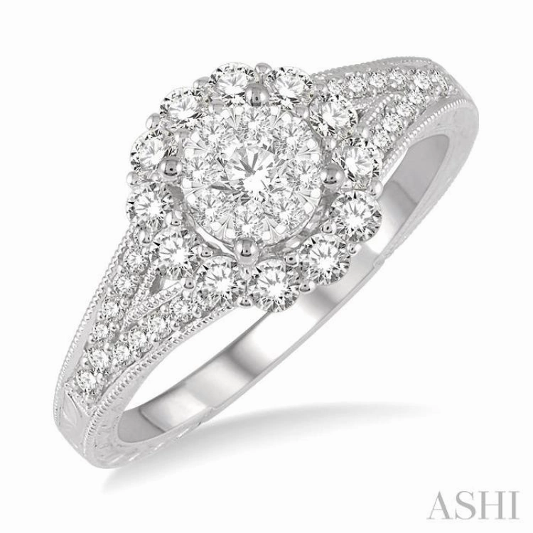5/8 ctw Diamond Lovebright Engagement Ring in 14K White Gold
