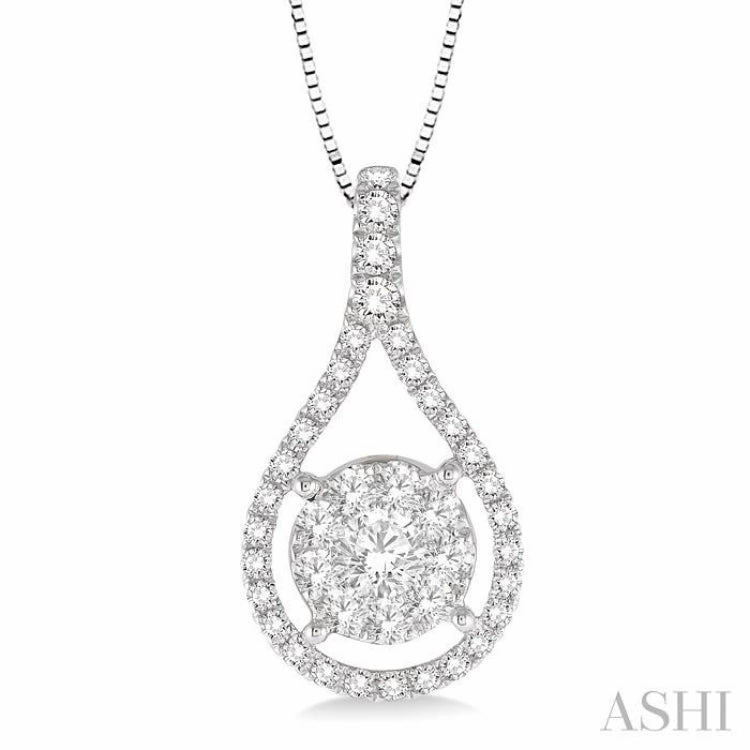 5/8 ctw Lovebright Round Cut Diamond Pendant in 14K White Gold with Chain