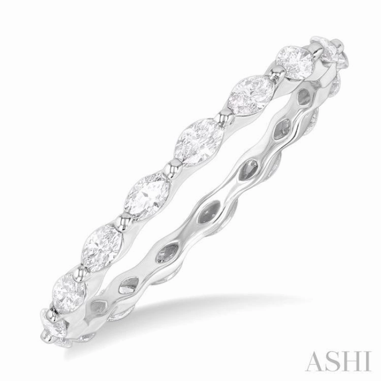 5/8 Ctw Marquise Cut Diamond Eternity Wedding Band in 14K White Gold