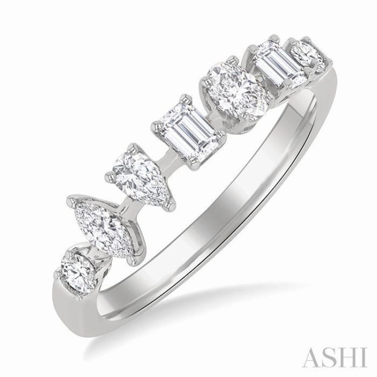 5/8 Ctw Mixed Cut Diamond Fashion Band in 14K White Gold