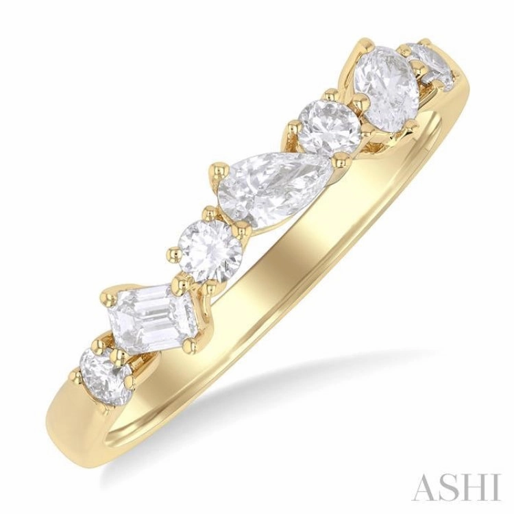 5/8 Ctw Mixed Shape Diamond Cut Fashion Band in 14K Yellow Gold