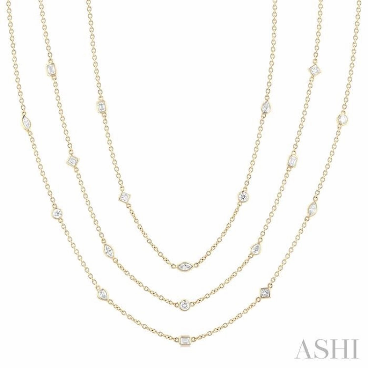 5 Ctw Mixed Diamond Cut 60-Inch Station Necklace in 14K Yellow Gold