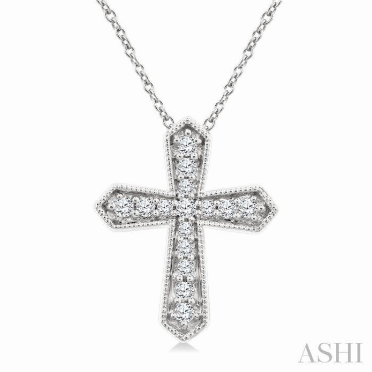 .15CTRD DM PETITE CROSS PD WG 10K-G CH*