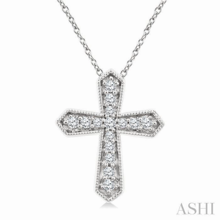 .15CTRD DM PETITE CROSS PD WG 10K-G CH*