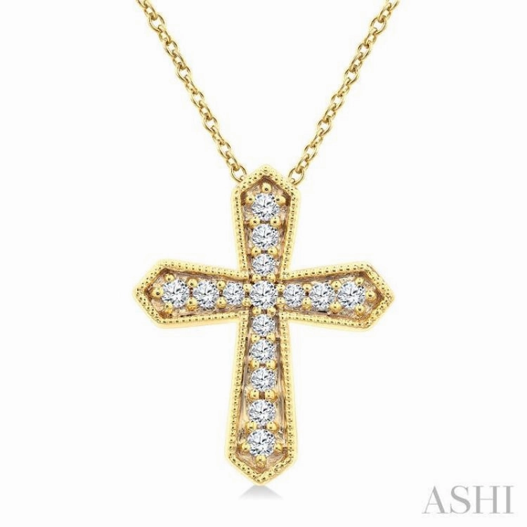 .15CTRD DM PETITE CROSS PD YG 10K-G CH*