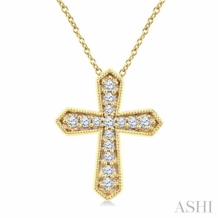 .15CTRD DM PETITE CROSS PD YG 10K-G CH*