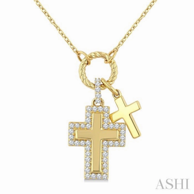 .20CTRDDM CROSS CHARM PD YG 10K-G CH*