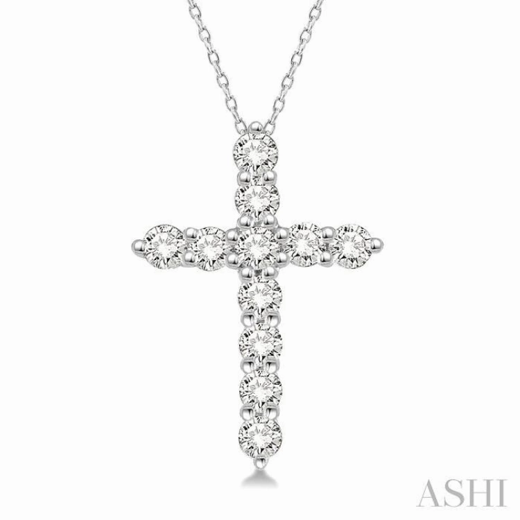 .25CTRDDM CROSS PENDANT WG 14K-H CH*