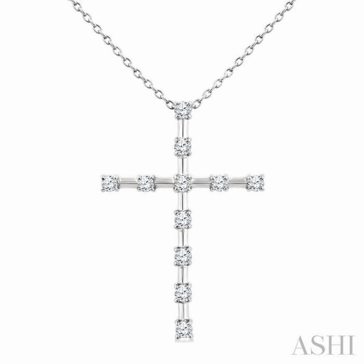 .25CTRDDM FLOATING CROSS PD WG 10K-G CH*