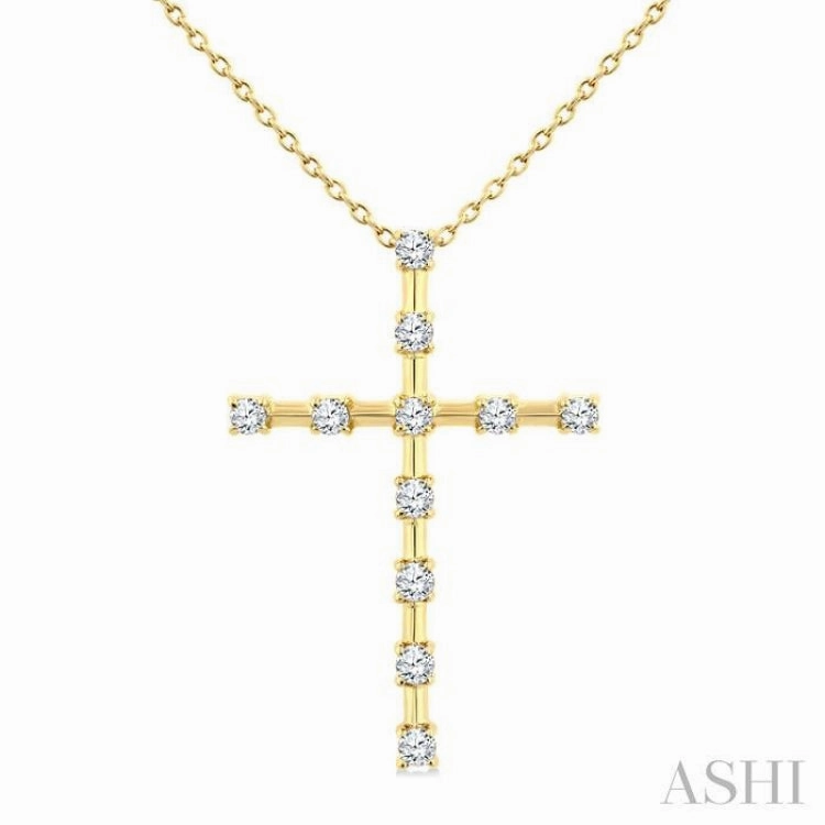 .25CTRDDM FLOATING CROSS PD YG 10K-G CH*