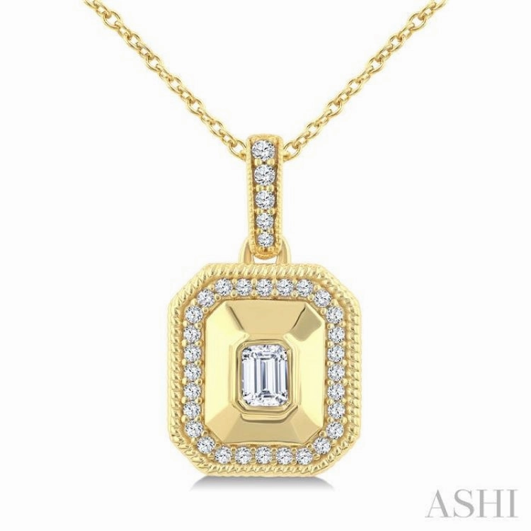.25CTTWDM EMRD-SHAPE BOLD PD YG14K-G CH*