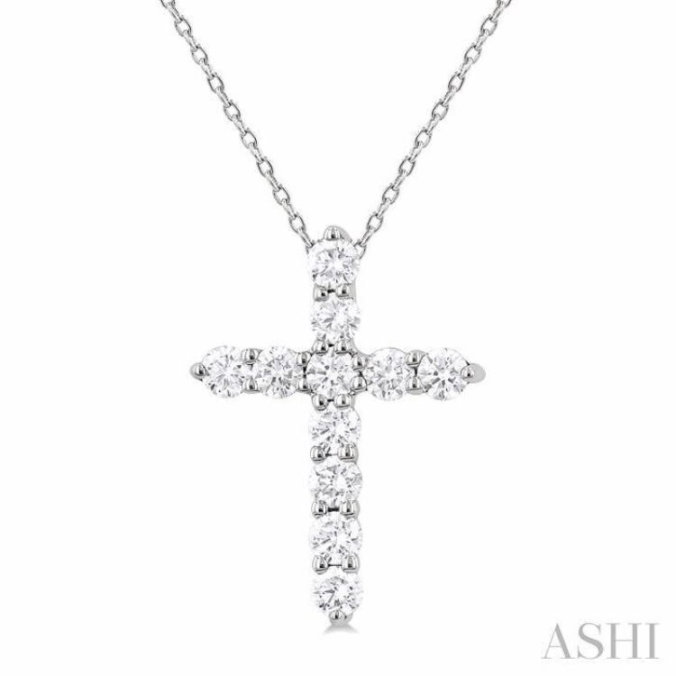.33CTRDDM CROSS PENDANT WG 14K-H CH*
