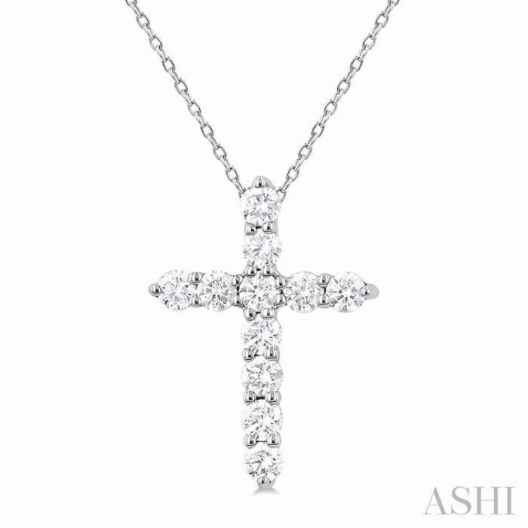 .33CTRDDM CROSS PENDANT WG 14K-H CH*