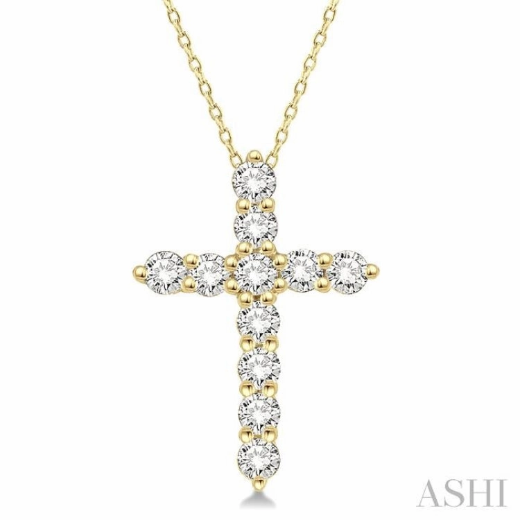 .50CTRDDM CROSS PENDANT YG 14K-H CH*