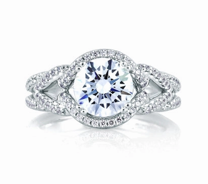 A.JAFFE ART DECO ARTISTIC DIAMOND BRAIDED ENGAGEMENT RING 0.37             (not including center st