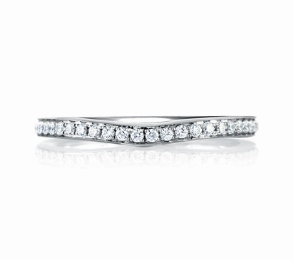 A.JAFFE ART DECO BRIGHT POLISHED CURVED BAND 0.18
