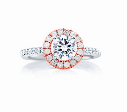 A.JAFFE ART DECO CENTER OF MY UNIVERSE ROSE GOLD DIAMOND HALO ENGAGEMENT RING 0.51             (