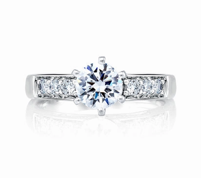 A.JAFFE ART DECO CLASSIC SIDE CHANNEL SET ENGAGEMENT RING 0.46             (not including center st