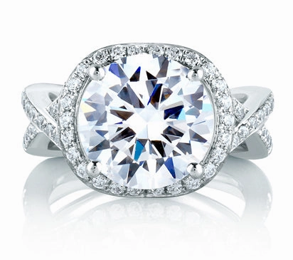 A.JAFFE ART DECO CROSSOVER STATEMENT ENGAGEMENT RING 0.51             (not including center stone)