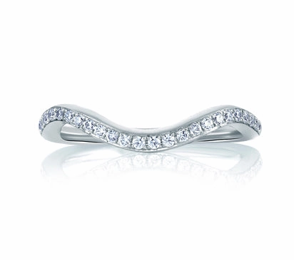A.JAFFE ART DECO CURVED PERFECT FIT SIGNATURE BAND 0.18