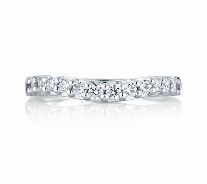 A.JAFFE ART DECO DAZZLING SHARED PRONG SIGNATURE CONTOUR BAND 0.48