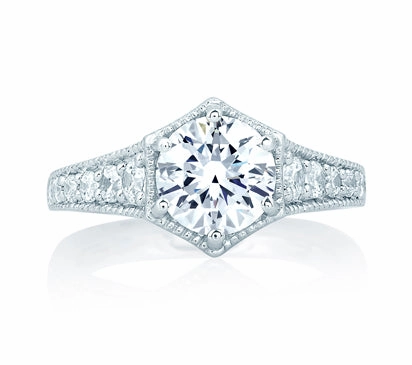 A.JAFFE ART DECO DECO PENTILINEAR PAV ENGAGEMENT RING 0.47             (not including center stone