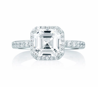 A.JAFFE ART DECO DECO TOWER HALO ENGAGEMENT RING WITH ASSCHER CUT DIAMOND CENTER 0.3             (n