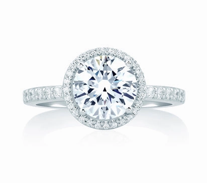 A.JAFFE ART DECO DECO TOWER HALO ENGAGEMENT RING WITH ROUND DIAMOND CENTER 0.32             (not in