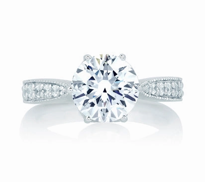 A.JAFFE ART DECO DECO TULIP TOP VINTAGE ENGAGEMENT RING 0.25             (not including center ston