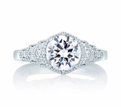 A.JAFFE ART DECO DECO VINTAGE STEP ENGAGEMENT RING 0.15             (not including center stone)