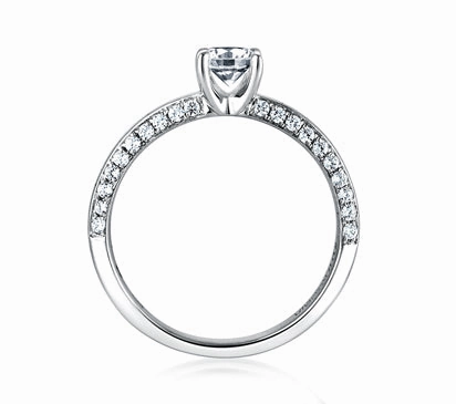 A.JAFFE ART DECO DOUBLE PAV PROFILED SHANK ENGAGEMENT RING 0.32             (not including center
