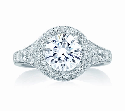 A.JAFFE ART DECO PAV DECO HALO WITH ROUND CENTER DIAMOND 0.64             (not including center st