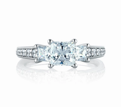 A.JAFFE CLASSICS ART DESIGNED PRINCESS ARTISTIC THREE STONE 0.73            (not including center s