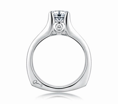 A.JAFFE CLASSICS CATHEDRAL CHANNEL SET WITH DIAMOND BEZEL PROFILE ENGAGEMENT RING 0.59