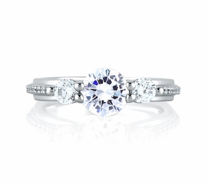 A.JAFFE CLASSICS CLASSIC CATHEDRAL THREE STONE RING 0.4             (not including center stone)