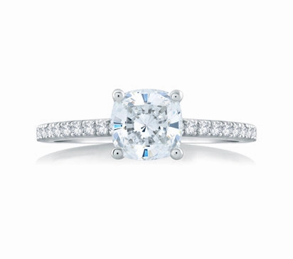 A.JAFFE CLASSICS CLASSIC CUSHION CUT CENTER MICRO PAV ENGAGEMENT RING 0.23             (not includ